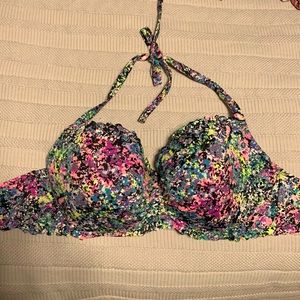 Victoria’s Secret 36DD multicolor swimsuit scallop halter bikini top